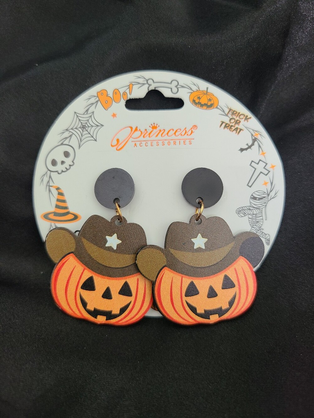 Orange Pumpkin Cowboy Earrings - Halloween - Jack O' Lantern
